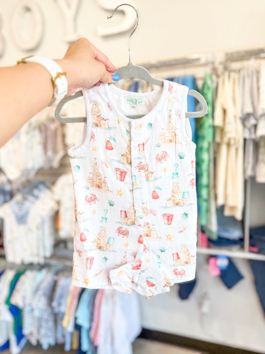 Infant Boy Organic Muslin Shortall - Sandcastle