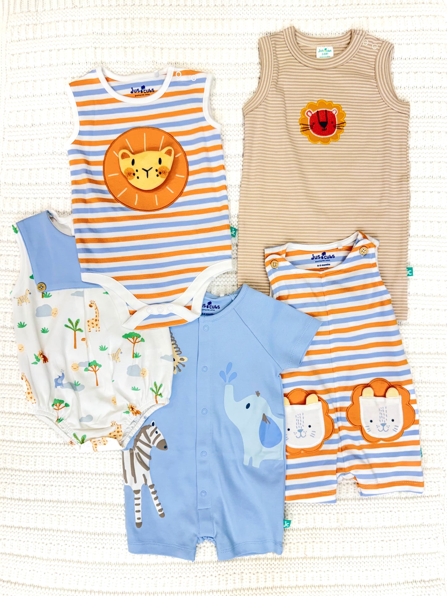 Infant Boy Sleeveless Striped Lion Romper