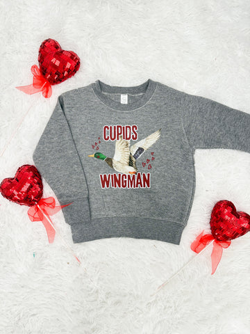 "Cupid's Wingman" Toddler Valentine Graphic Sweatshirt