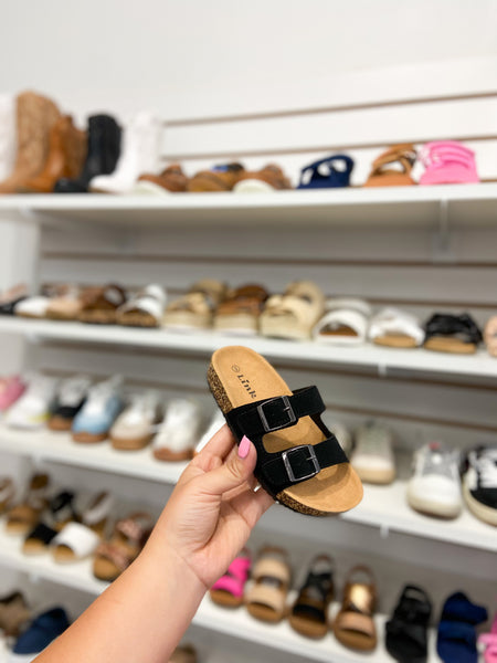 Double-Strap Suede Sandal