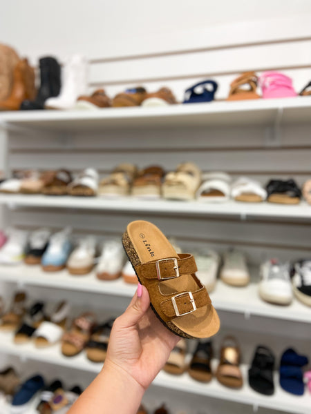 Double-Strap Suede Sandal