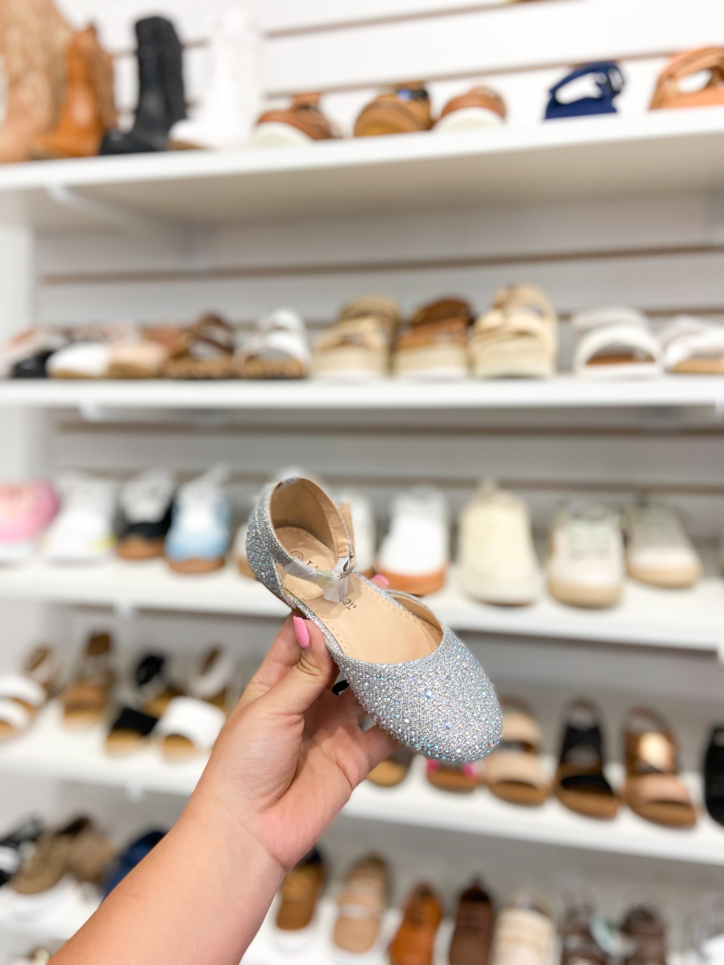 Silver Rhinestone Sandal With Ankle Strap