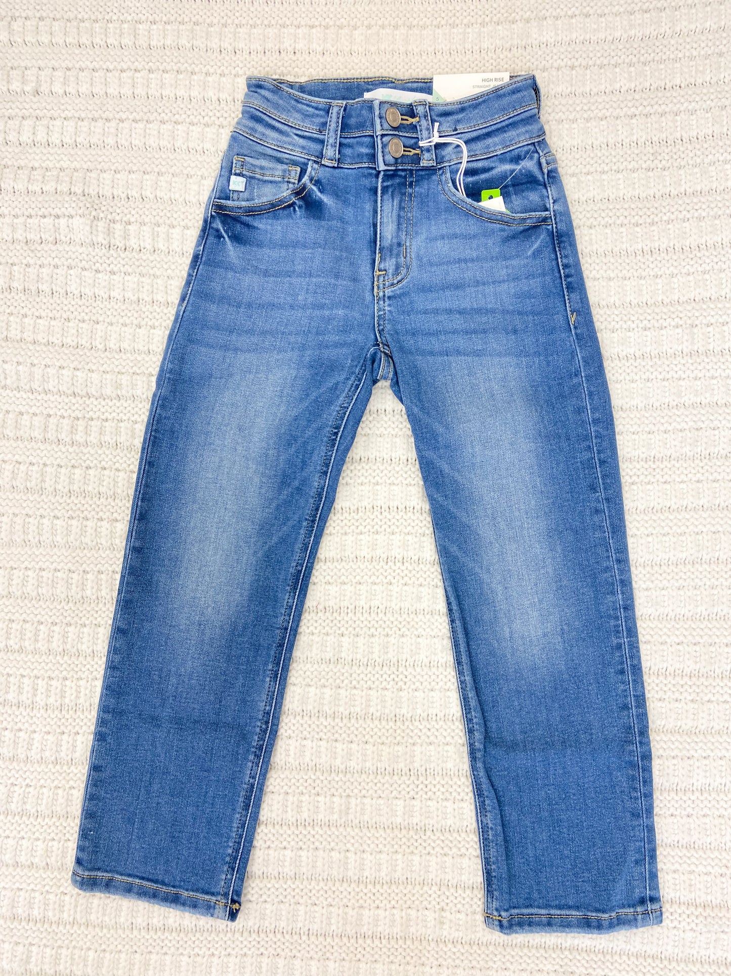 KanCan Medium Wash High Rise Mini Straight Jean