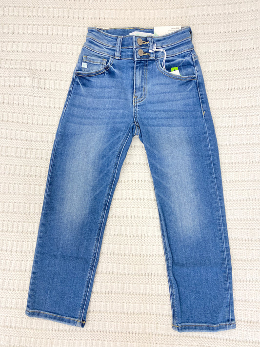 KanCan Medium Wash High Rise Mini Straight Jean