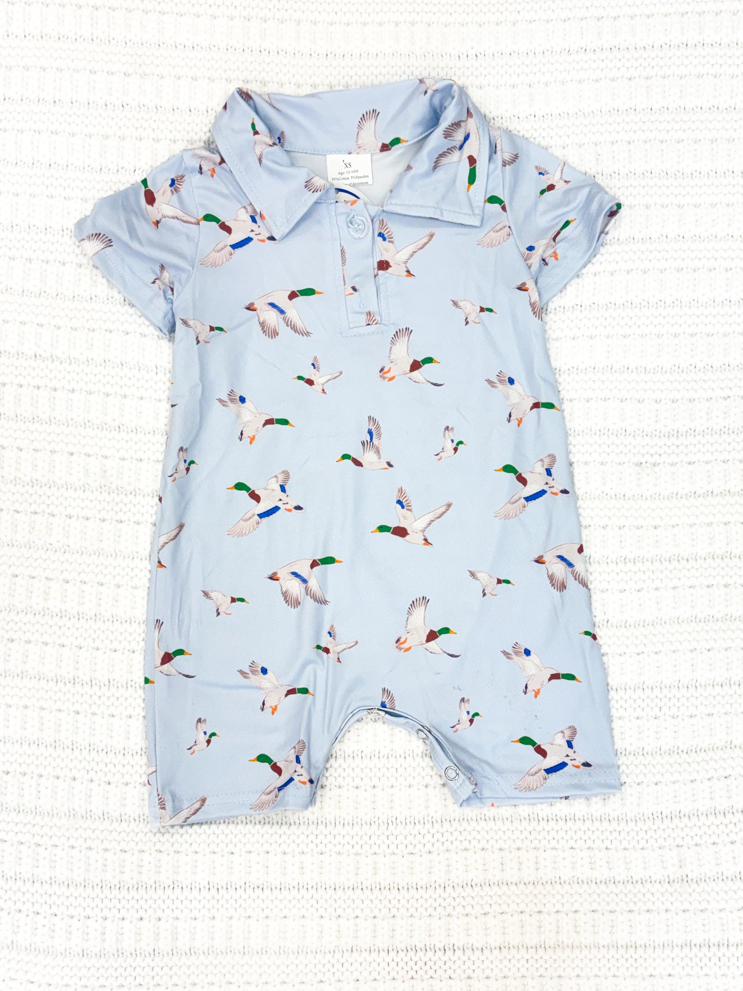 Infant Boy Duck Printed Romper