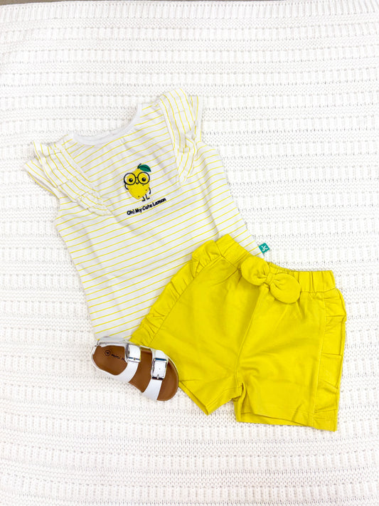 Baby Girls Lemon Ruffle Tee & Shorts Set