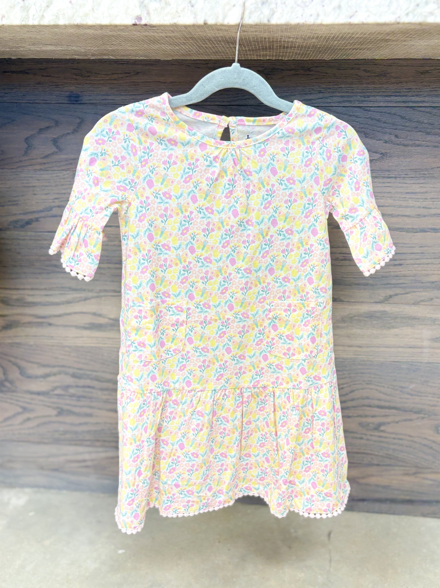 Toddler Girl Floral Ruffle Sleeve Tiered Dress
