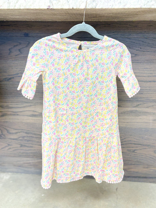 Toddler Girl Floral Ruffle Sleeve Tiered Dress