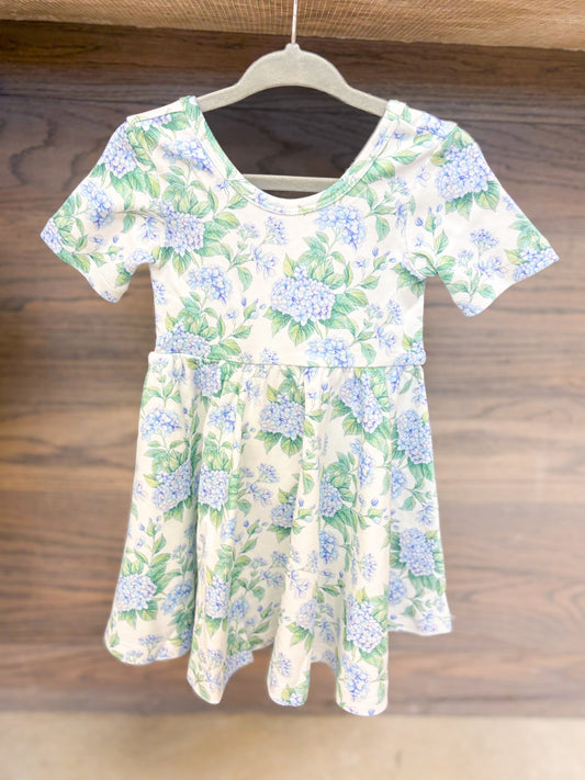 Toddler Girl Organic Cotton Twirl Dress - Hydrangea