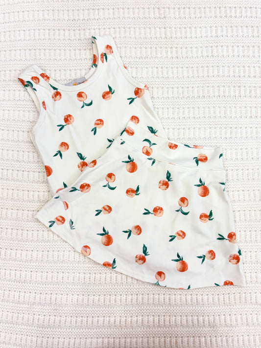 Girls White Peach Two Piece Athletic Set