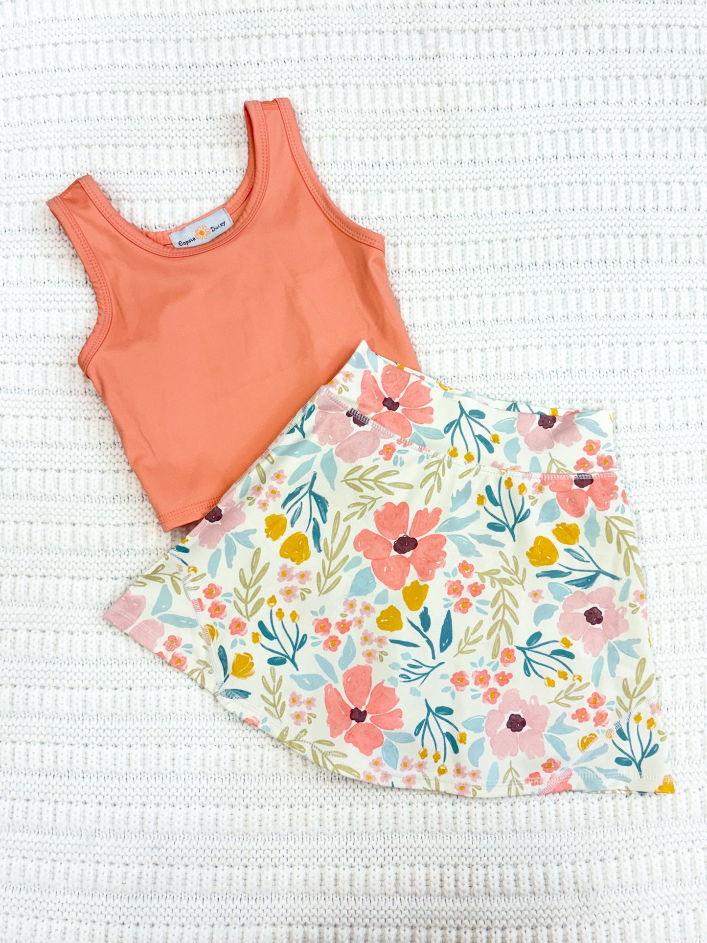 Girls Floral & Coral Two-Piece Active Sports Set