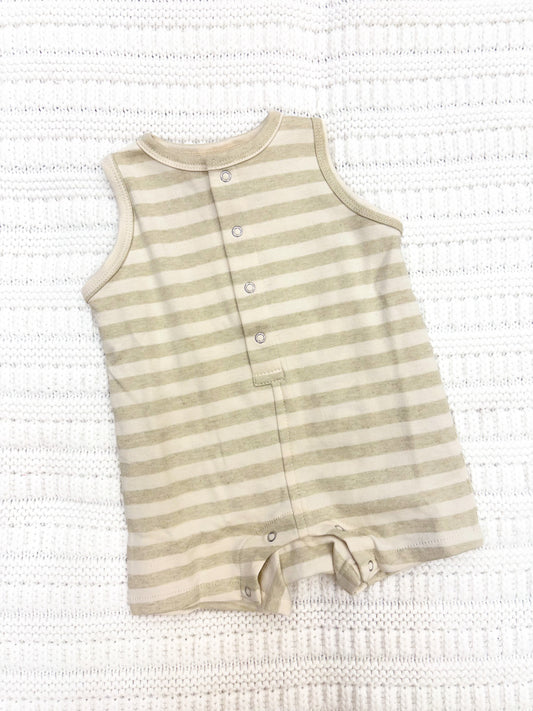 Infant Boys Sage Stripe Shortie Romper