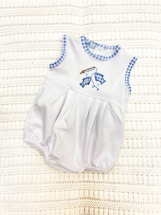 Infant Boy Fishing Applique Bubble Romper