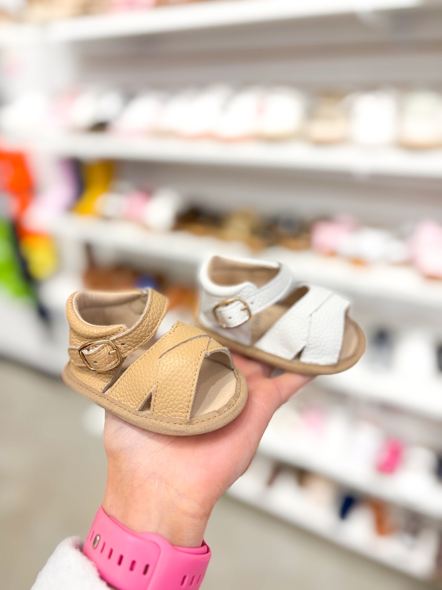 Tan Split-Soled Leather Baby Sandals