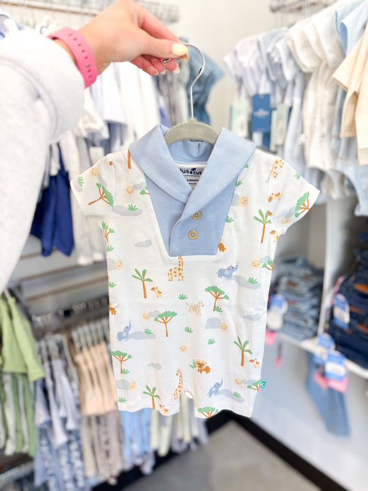 Infant Boy Short Sleeve Safari Romper