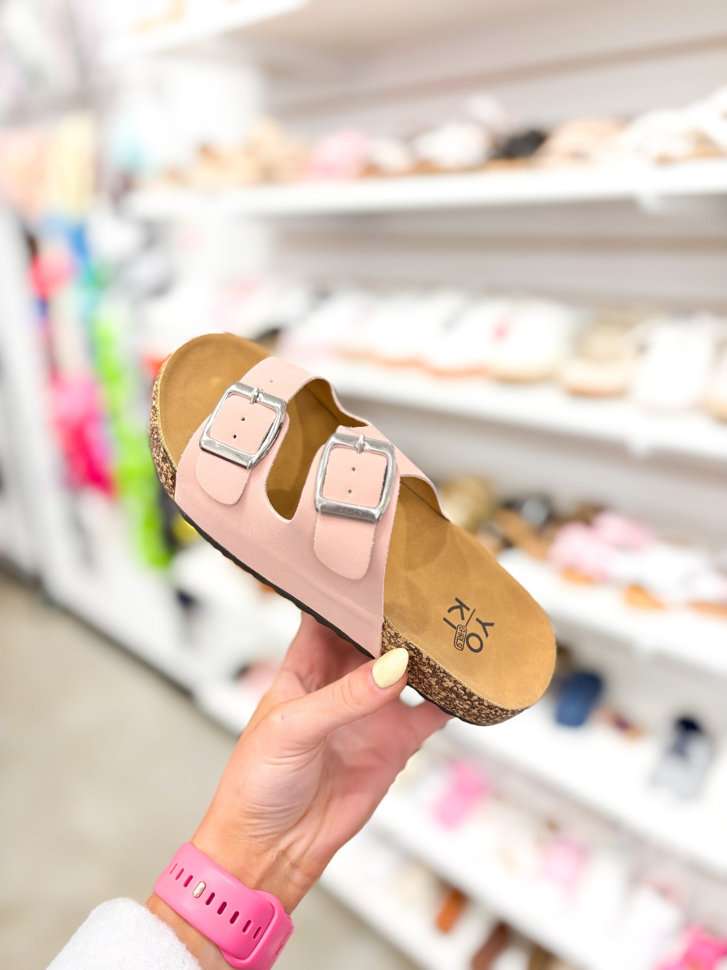 "Gienna" Buckle Strap Slide Sandal