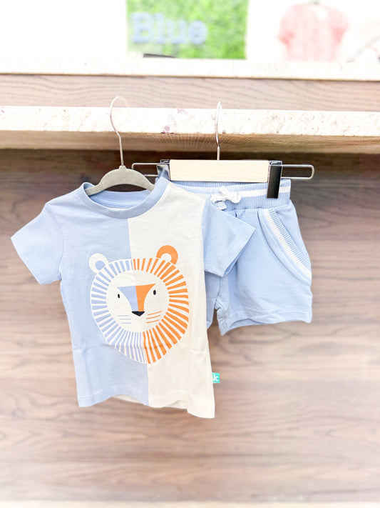 Baby Boy Safari Print T-Shirt And Shorts Set - Lion