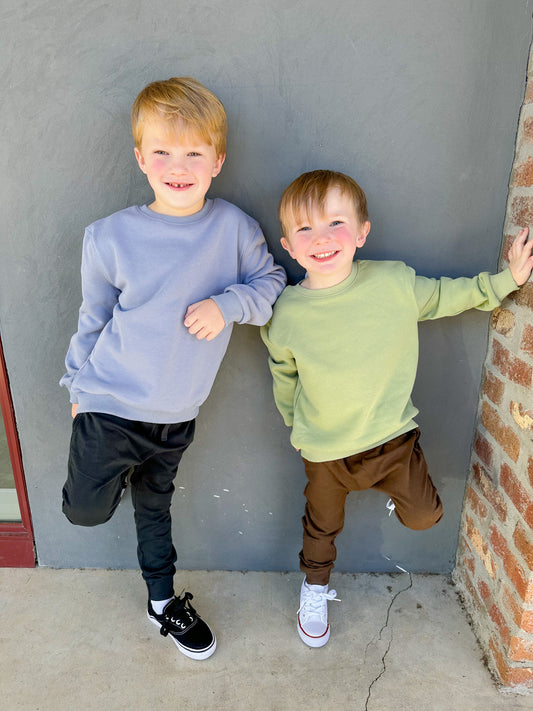 Solid Long Sleeve Cotton Sweatshirt