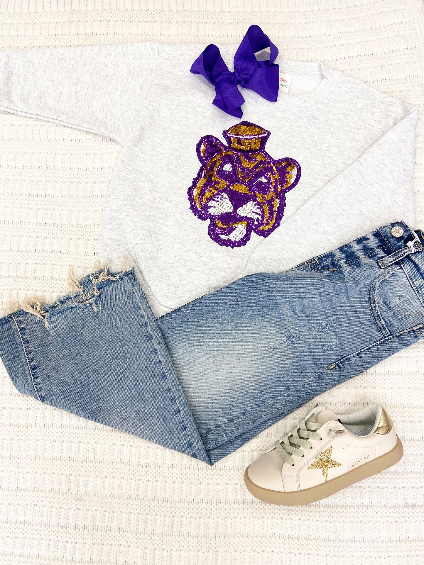 Youth Girls Sequin Tiger Long Sleeve Sweatshirt