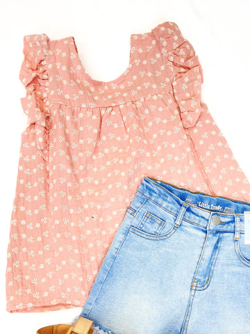 Youth Girls Lace Tie Open Back Short Sleeve Top