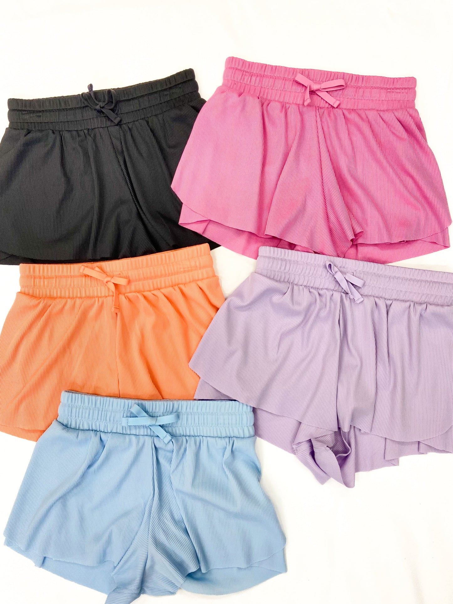 Youth Girls Ribbed Flutter Lined Shorts