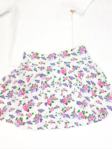 Youth Girls Floral Print Pleated Lined Skort