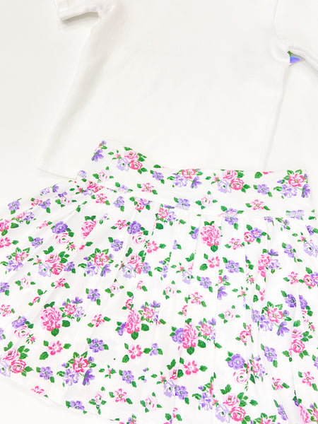 Youth Girls Floral Print Pleated Lined Skort