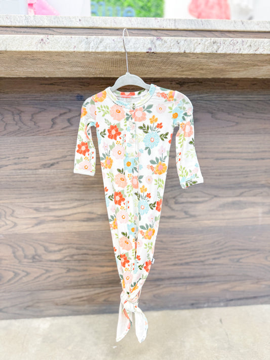 Infant Girl Cottage Bloom Knotted Gown - Floral