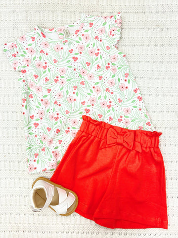 Toddler Girls Cherry Blossoms Shorts Set