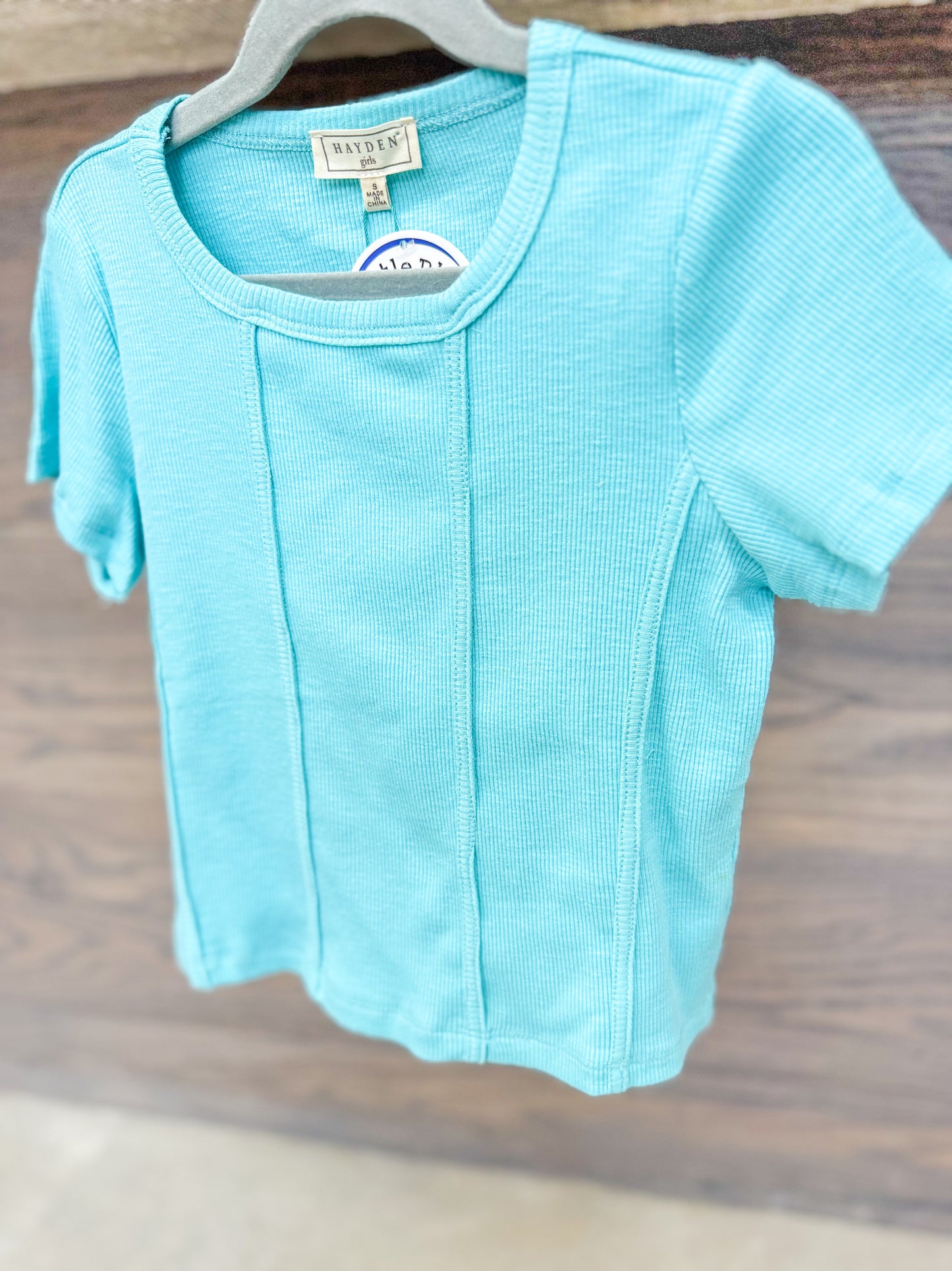 Youth Girls Self Binding Knit Short Sleeve Tee