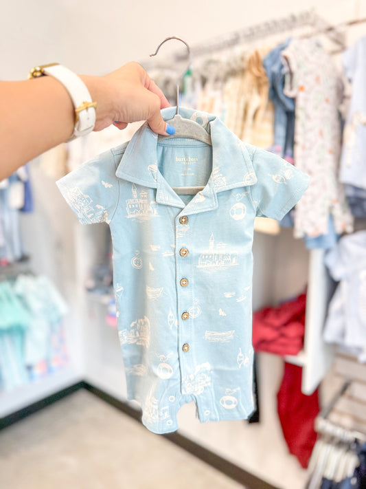 Infant Boy Port Town Organic Short Sleeve Romper