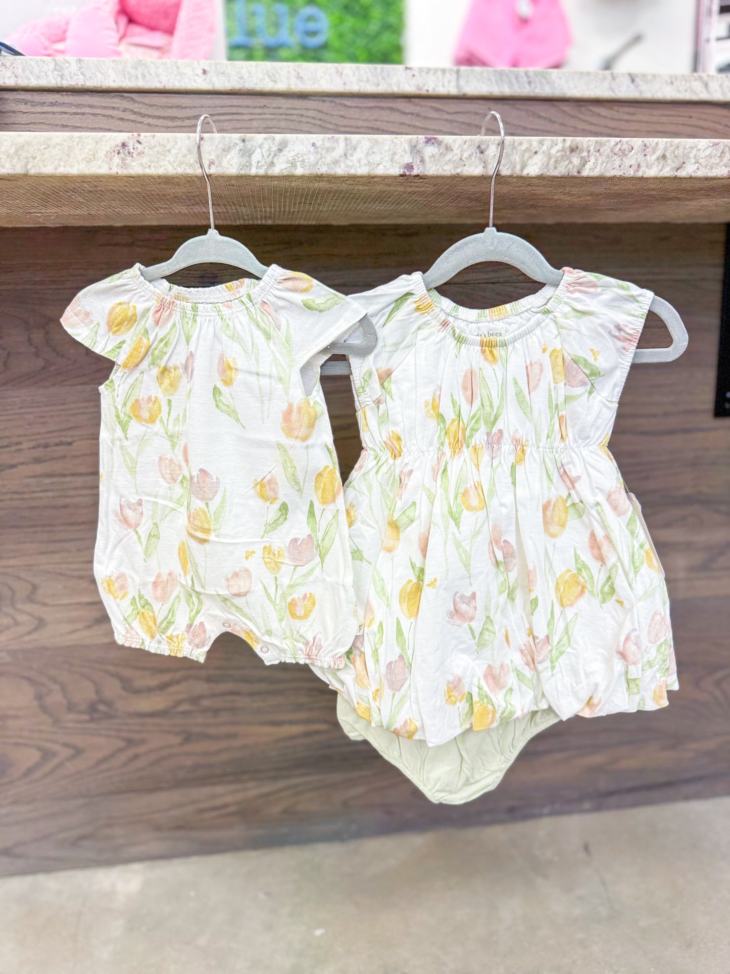 Infant Girl Tulip Print Bubble Romper