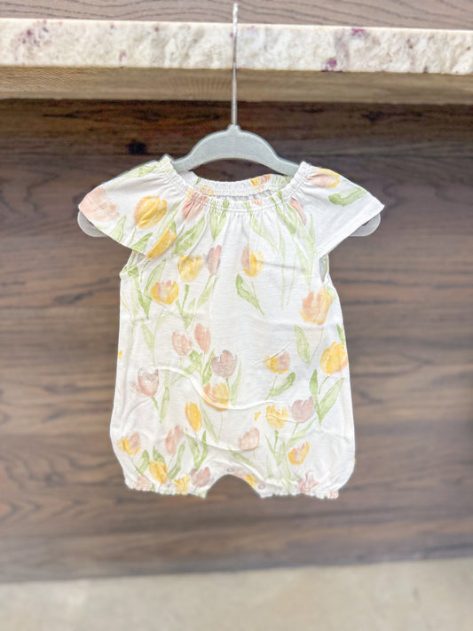 Infant Girl Tulip Print Bubble Romper
