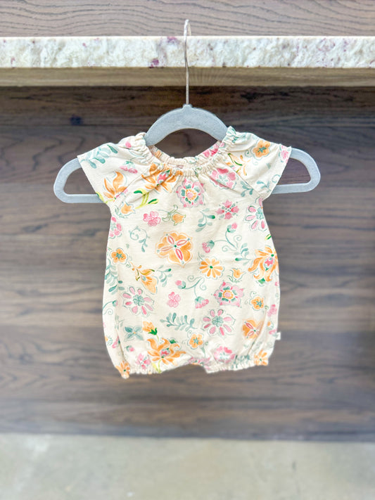 Infant Girl Floral Short Sleeve Bubble Romper