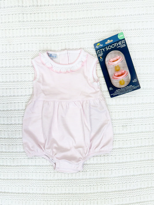 Infant Girl Mini Stripes Sleeveless Ruffle Romper