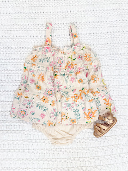 Infant Girl Mediterranean Floral Organic Dress