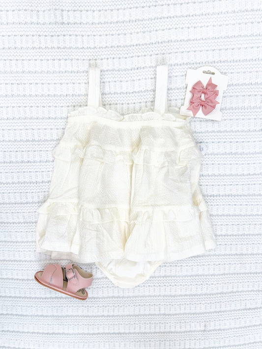 Infant Girl Cross Stitch Muslin Dress With Bloomers
