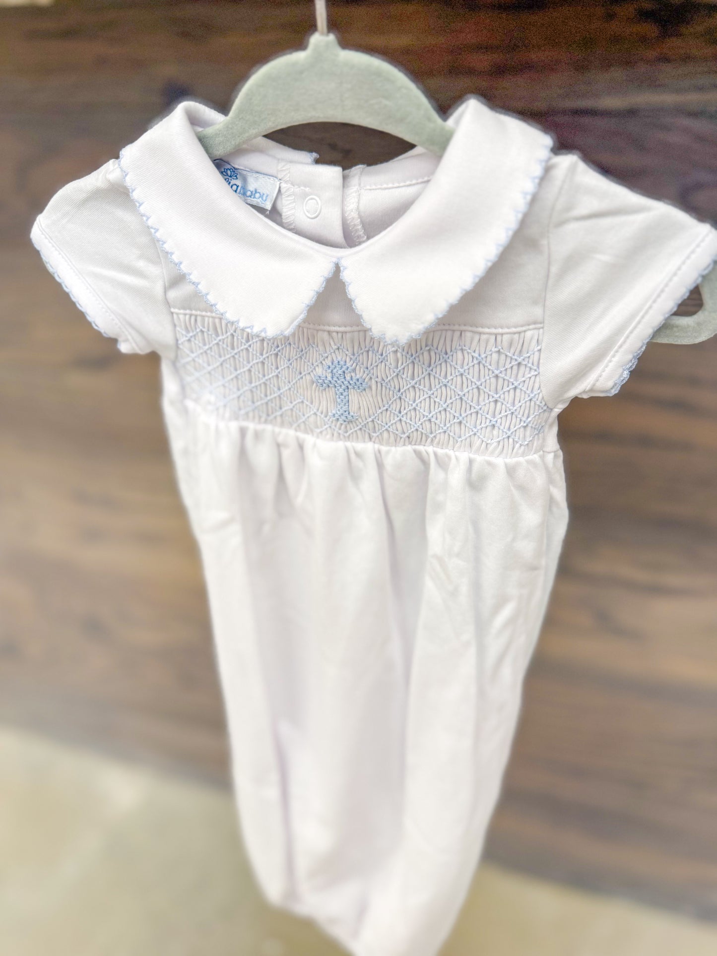 Infant Blessed Smocked Collared Gown - Blue