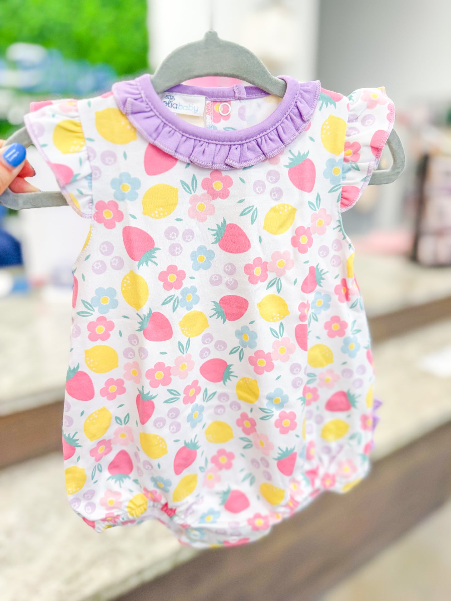 Infant Girl Floral Ruffle Collar Romper