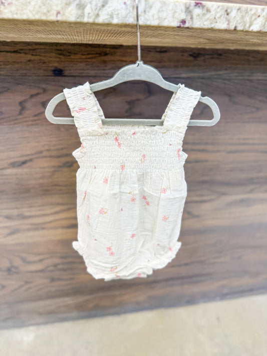 Infant Girl Floral Muslin Baby Romper