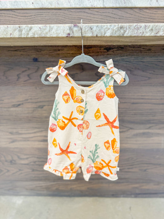 Infant And Toddler Girl Starfish And Shells Organic Romper