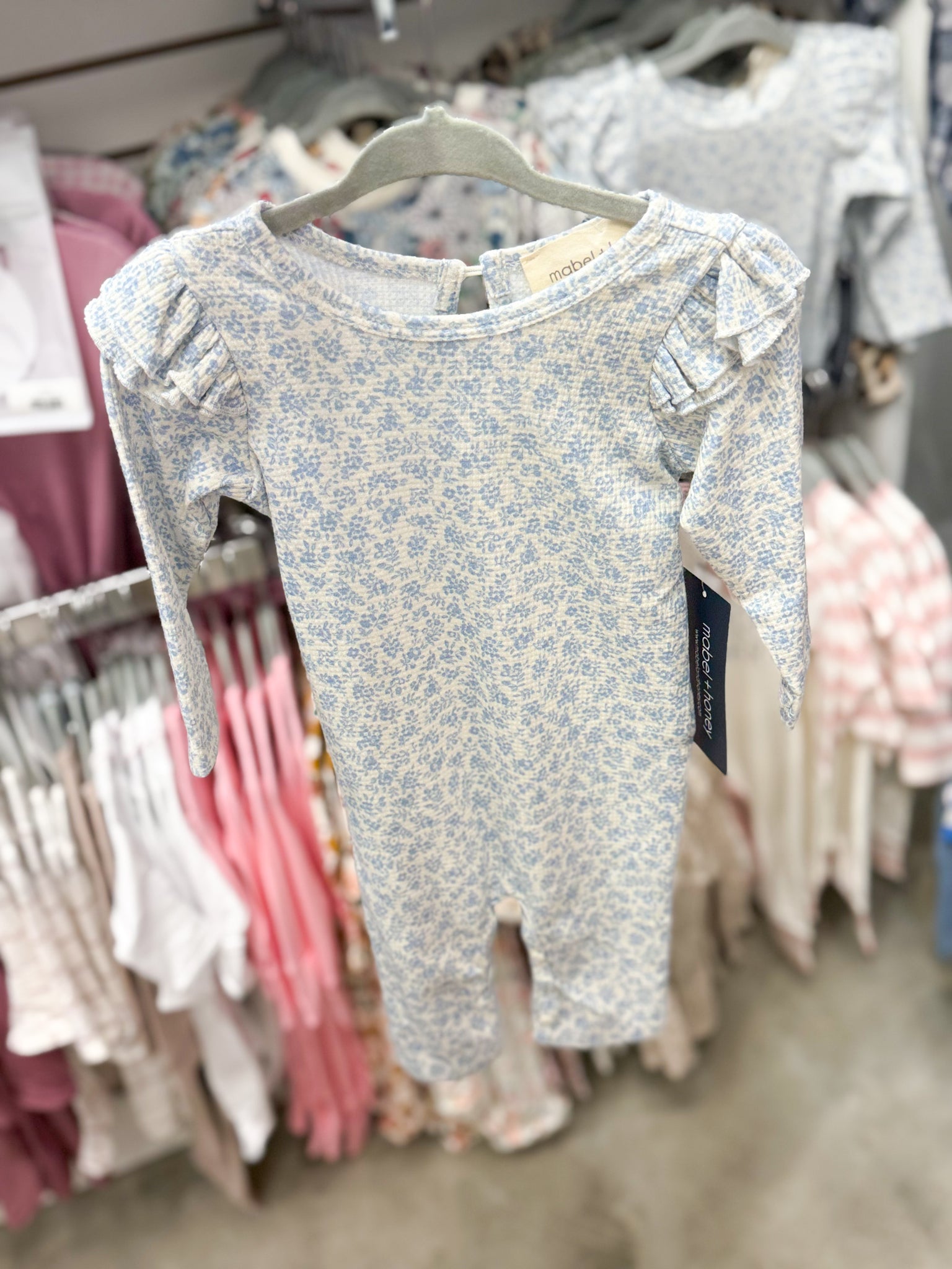 Infant Girls Blue Dainty Floral Romper