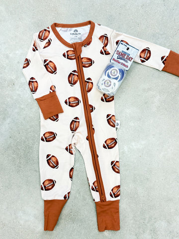 Infant Boys Football Print Bamboo Romper