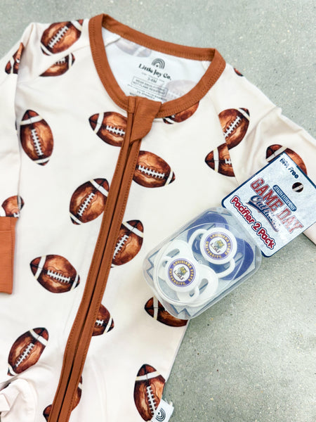 Infant Boys Football Print Bamboo Romper