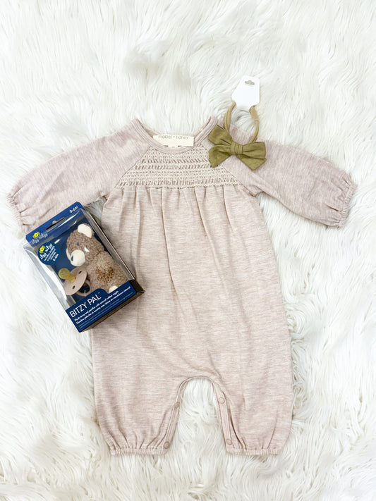 Infant Girls Taupe Millie Romper