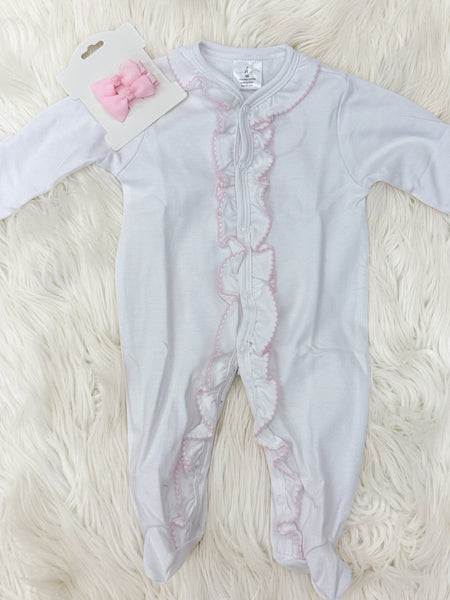 Infant Girls Double Ruffle Footie