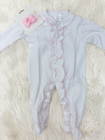 Infant Girls Double Ruffle Footie