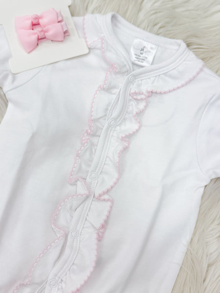 Infant Girls Double Ruffle Footie
