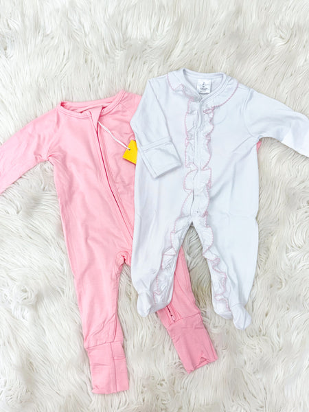 Infant Girls Double Ruffle Footie