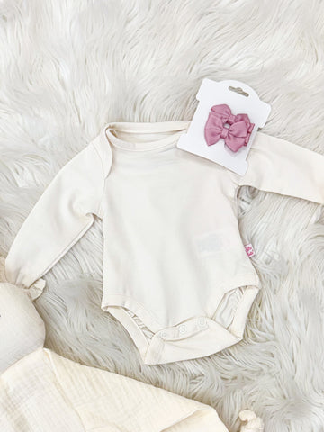Infant Girls Ivory Knit Long Sleeve Ruffle Bodysuit